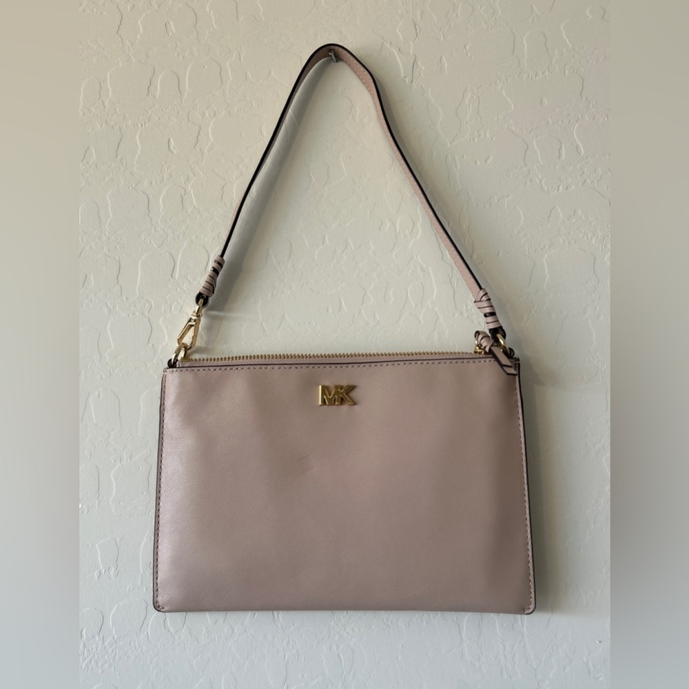 Michael Kors Blush Shoulder/Wristlet Bag with Gold Logo